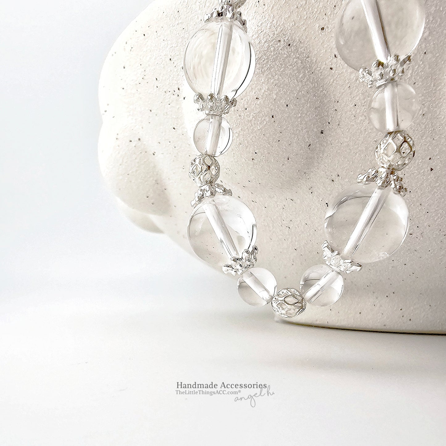 “Clear Eyes” — Pure Quartz Bracelet with Silver Touch