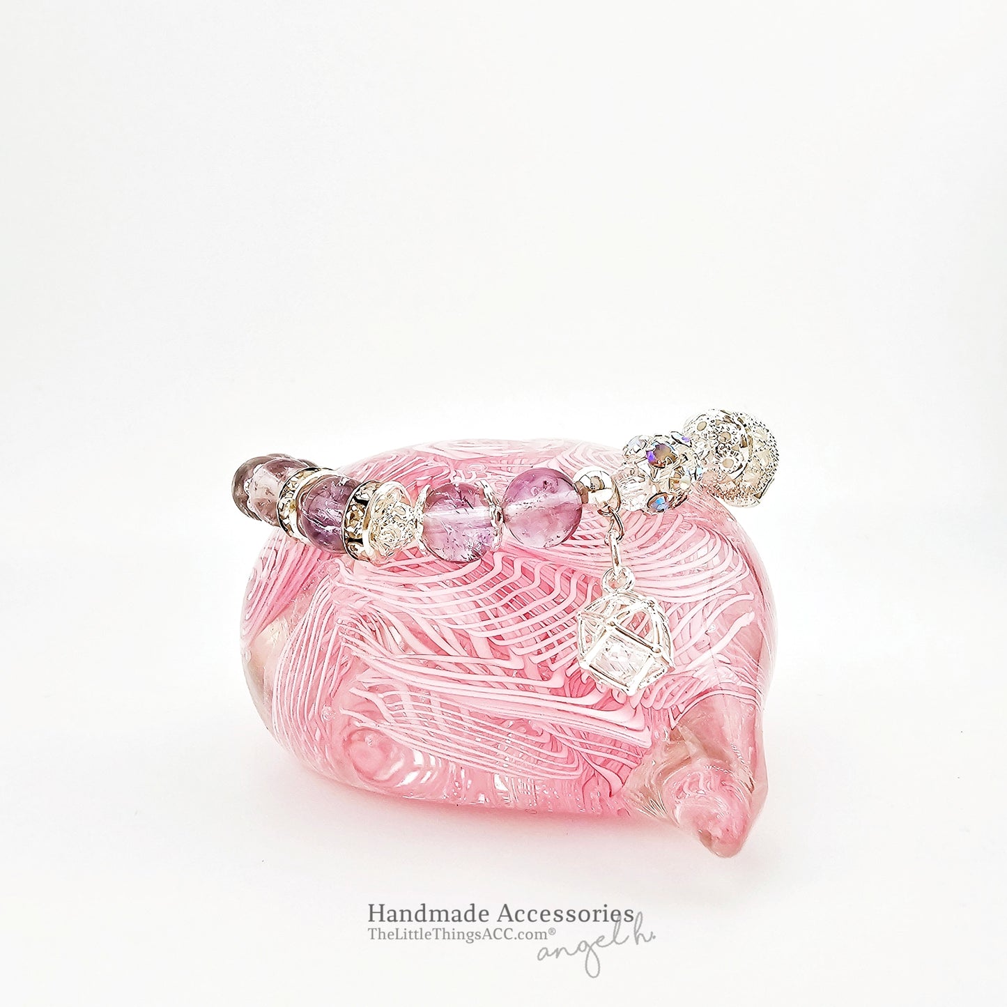 “Lavender Dreams” — Princess Bracelet with Lavender Amethyst & Cubic Zirconia Charms