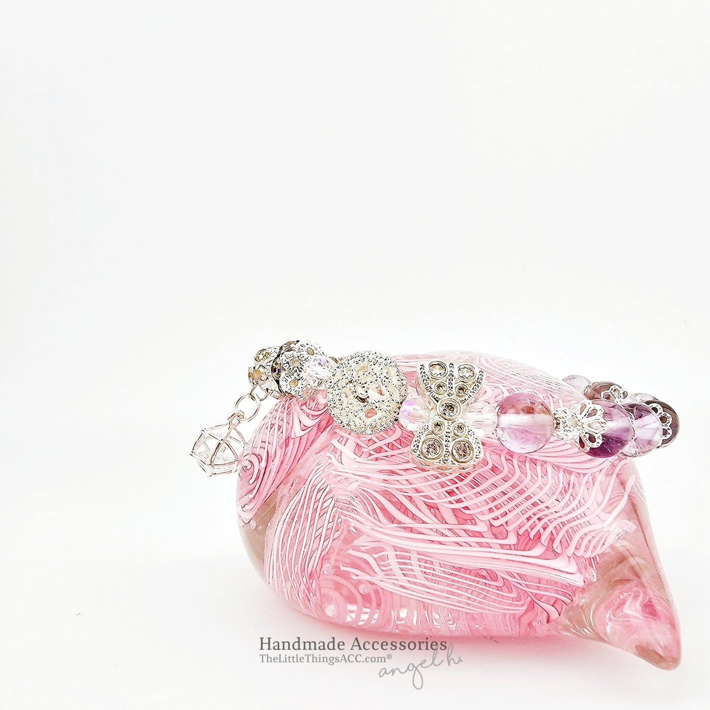 “Lavender Dreams” — Princess Bracelet with Lavender Amethyst & Cubic Zirconia Charms