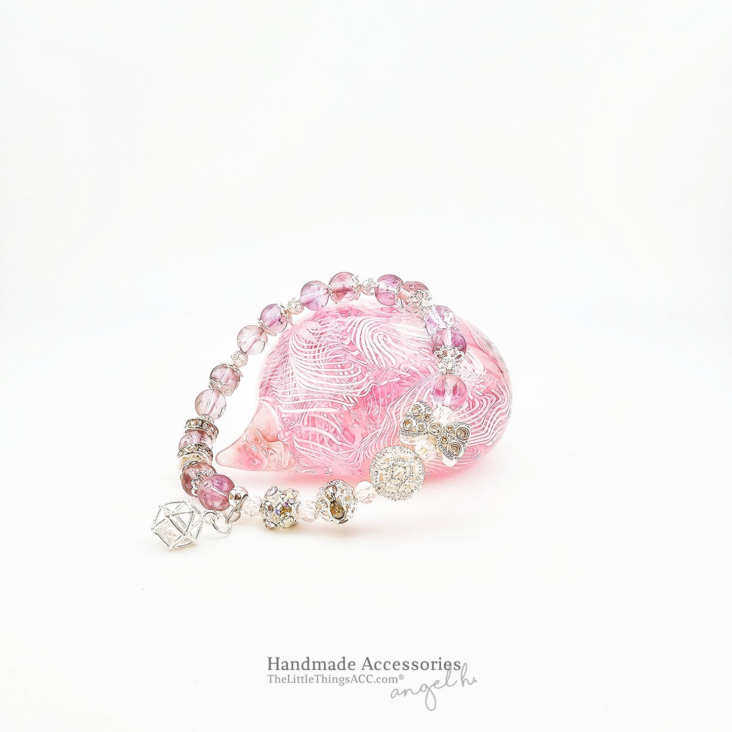 “Lavender Dreams” — Princess Bracelet with Lavender Amethyst & Cubic Zirconia Charms