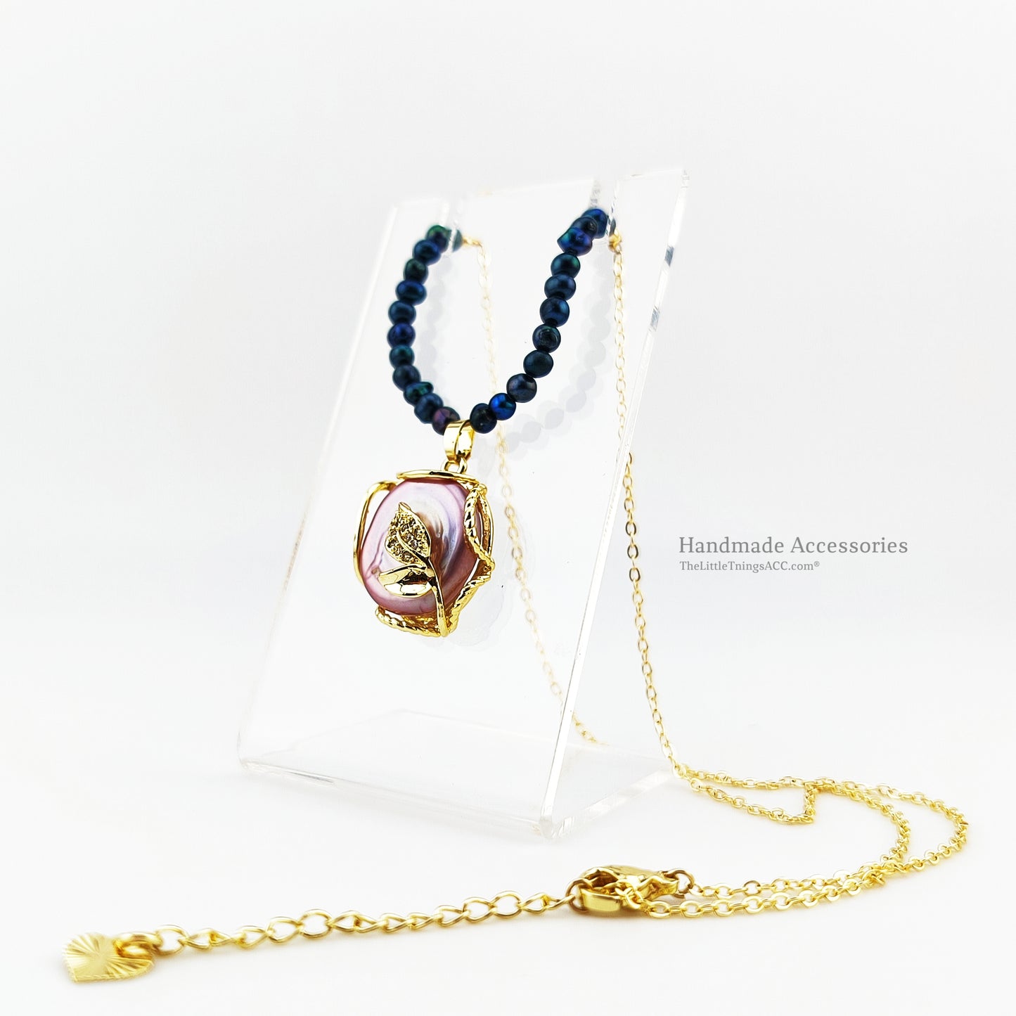 Huge Baroque Pearl Zircon Pendant Necklace
