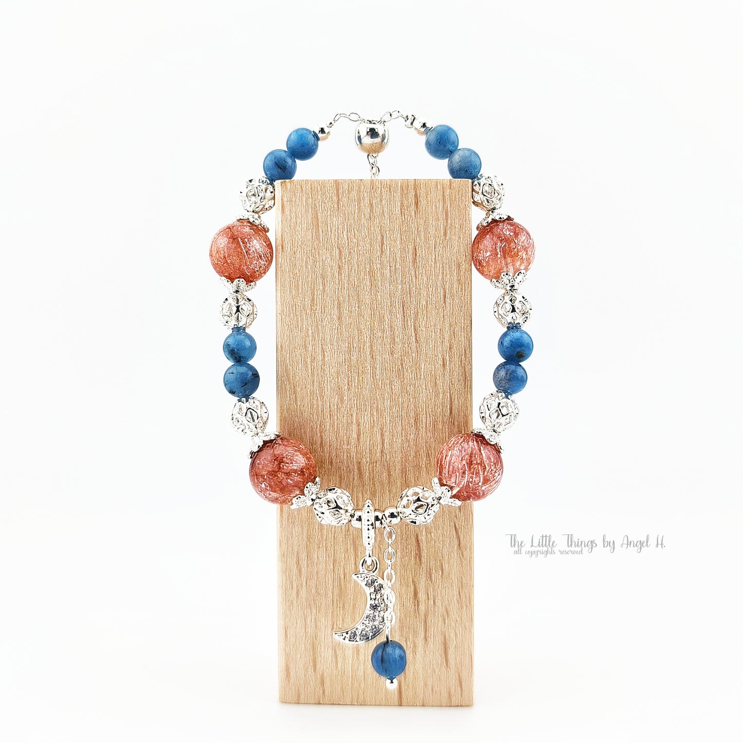 Super Seven and Devil-Blue Aquamarine Gems Zircon Charm Bracelet