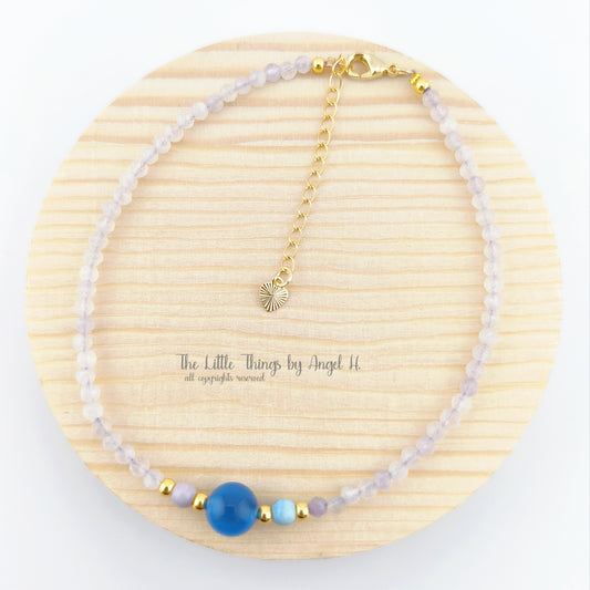 Natural Candy Agate with Rainbow Crystal Lavender Amethyst Anklet