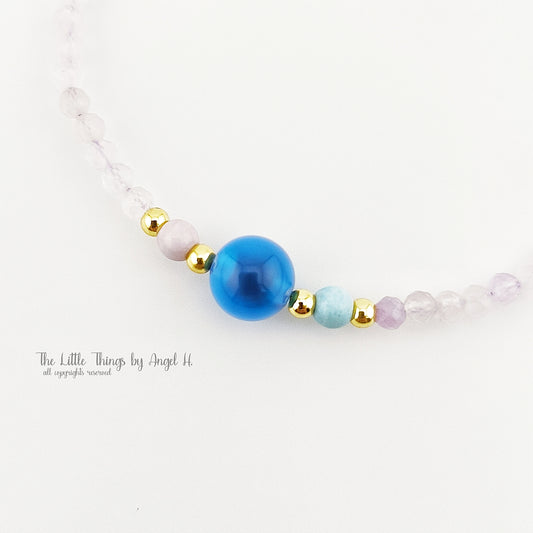 Natural Candy Agate with Rainbow Crystal Lavender Amethyst Anklet