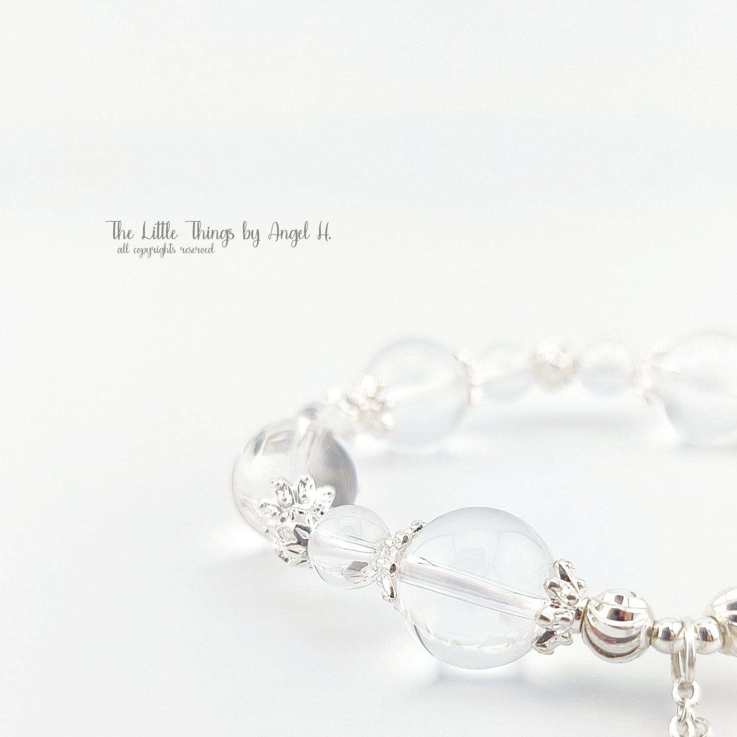 Icy-clear High Quality Quartz with Dainty Hollow Balls Bracelet