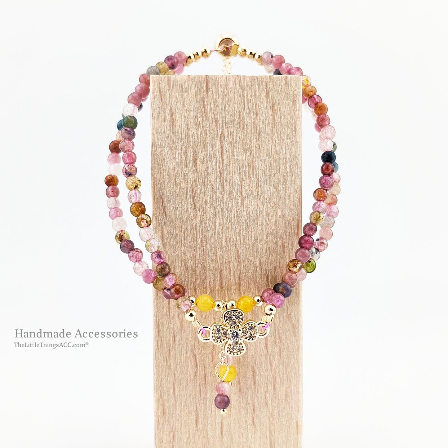 Tourmaline and Amber Gems Double Bracelet