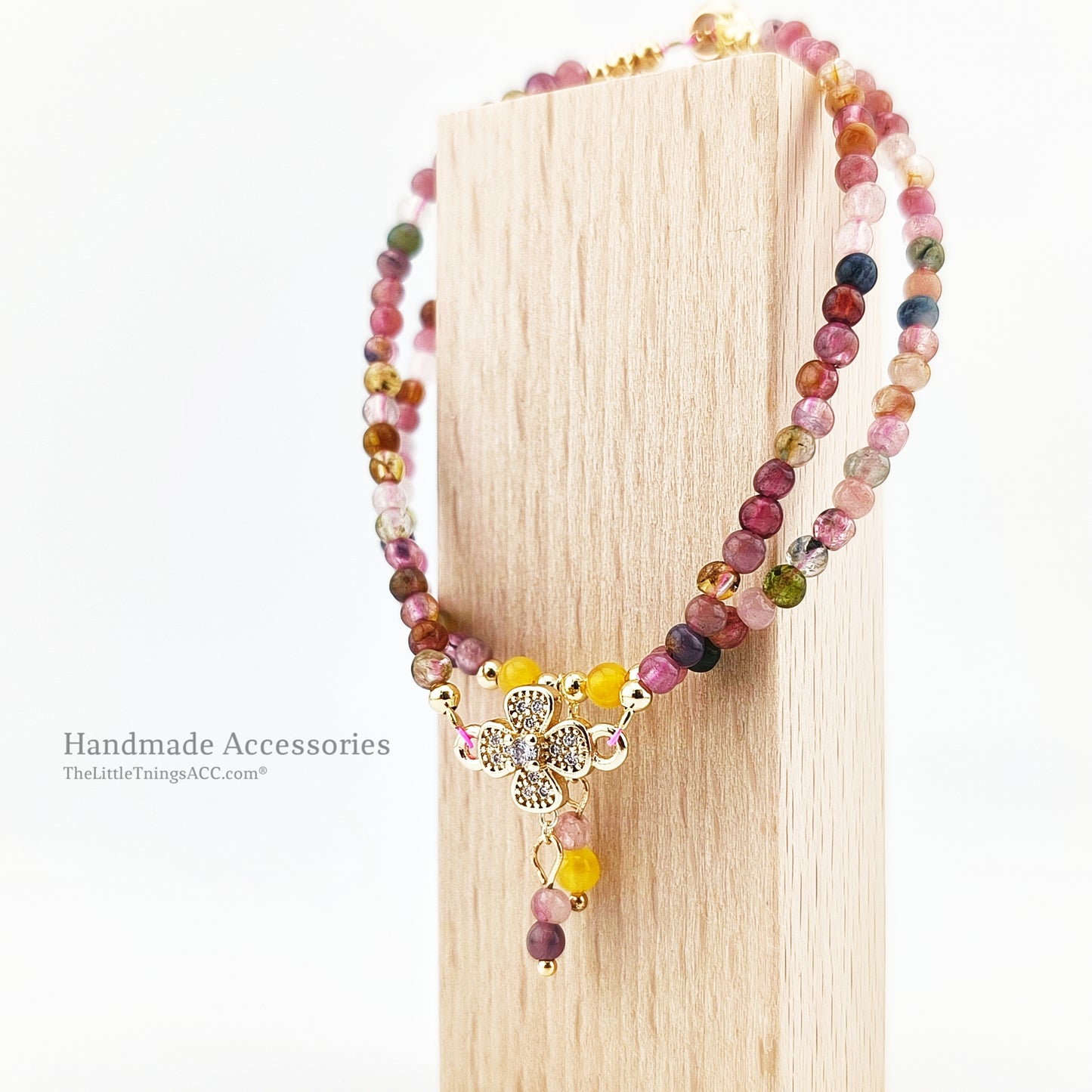 Tourmaline and Amber Gems Double Bracelet