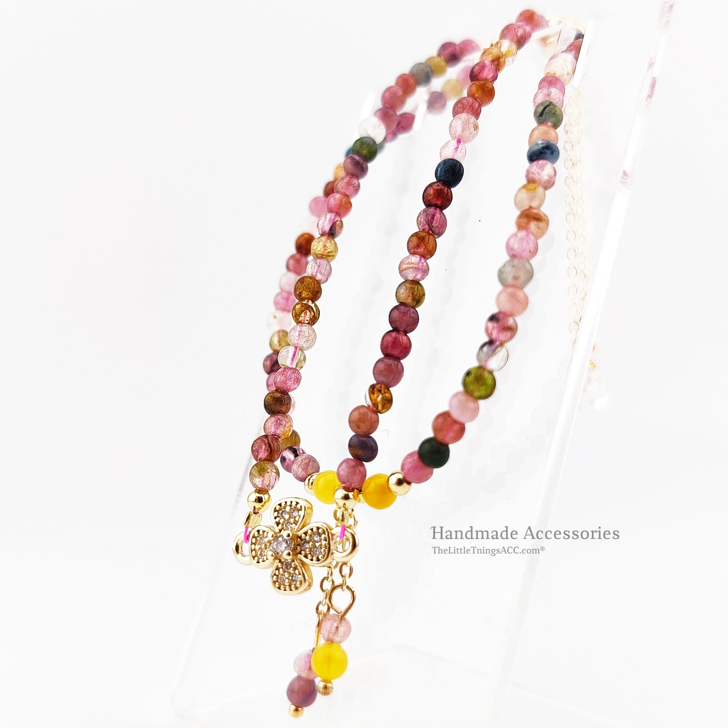 Tourmaline and Amber Gems Double Bracelet