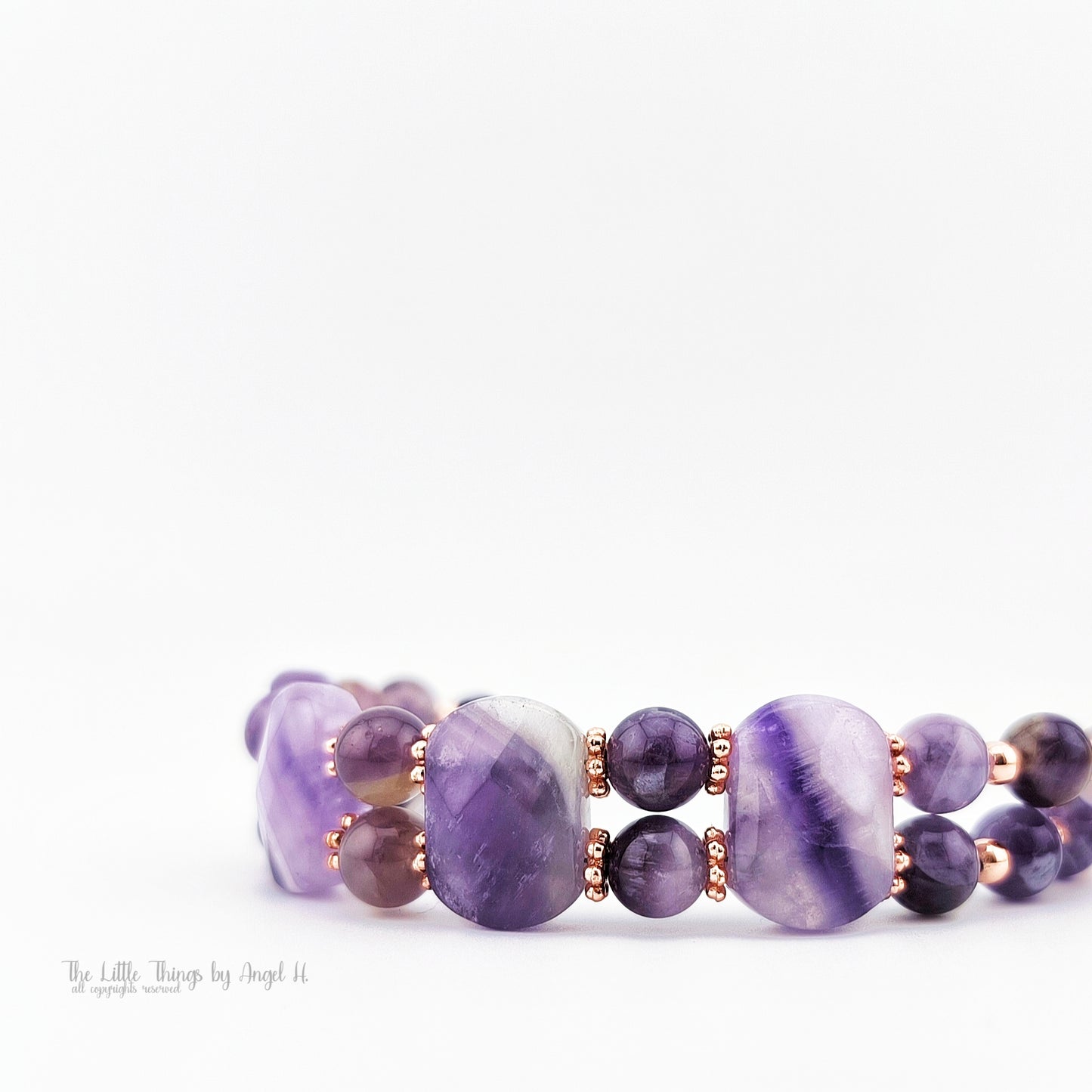 Chevron Amethyst Faceting Oval and Bead Chain Bracelet