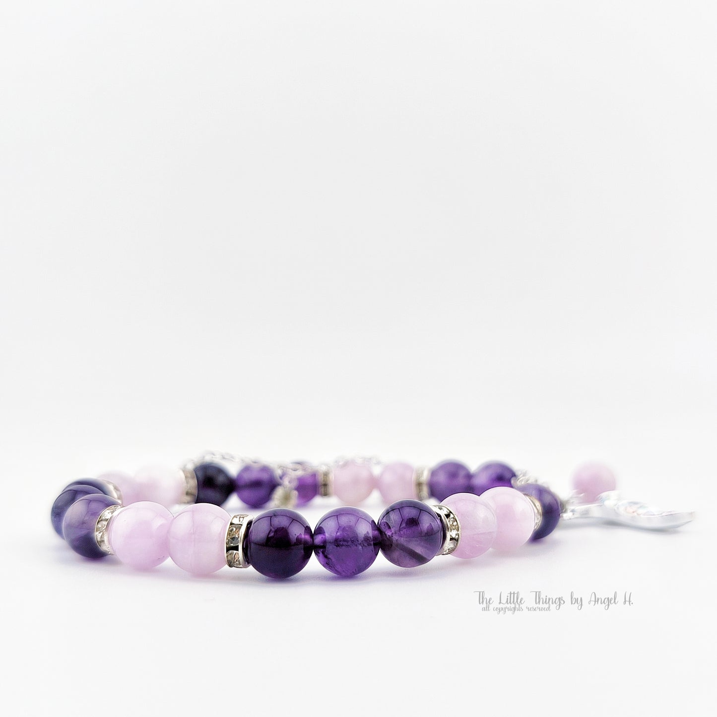 Natural Amethyst and Kunzite Gems Zircon Mermaid Tail Bracelet