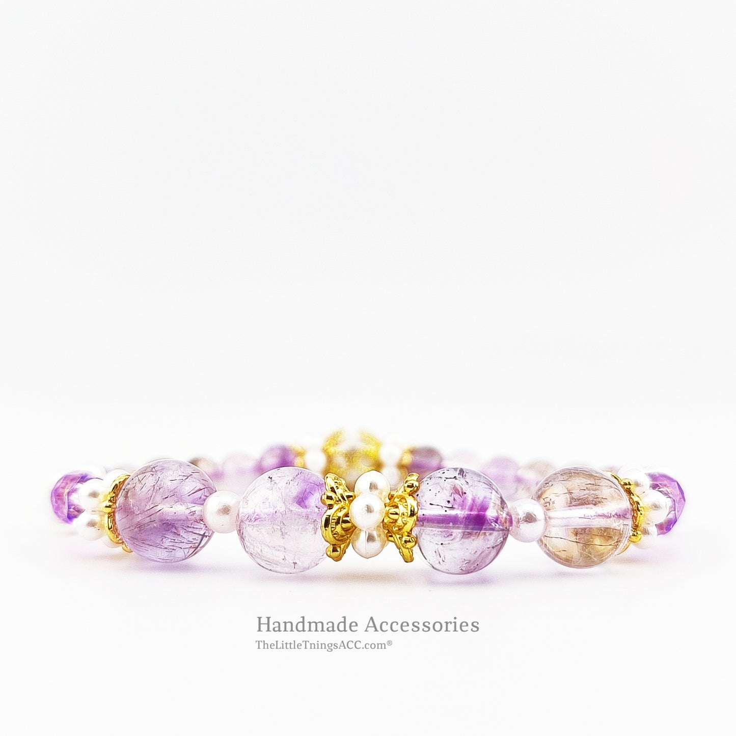 Romantic Purple Azeztulite Rose Charm Bracelet