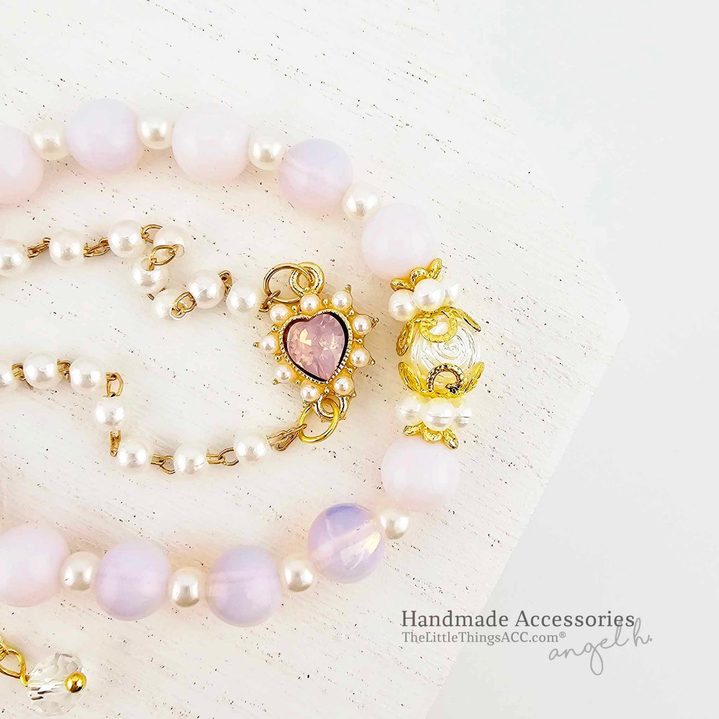 Romantic Natural Pink Opal Double Bracelet