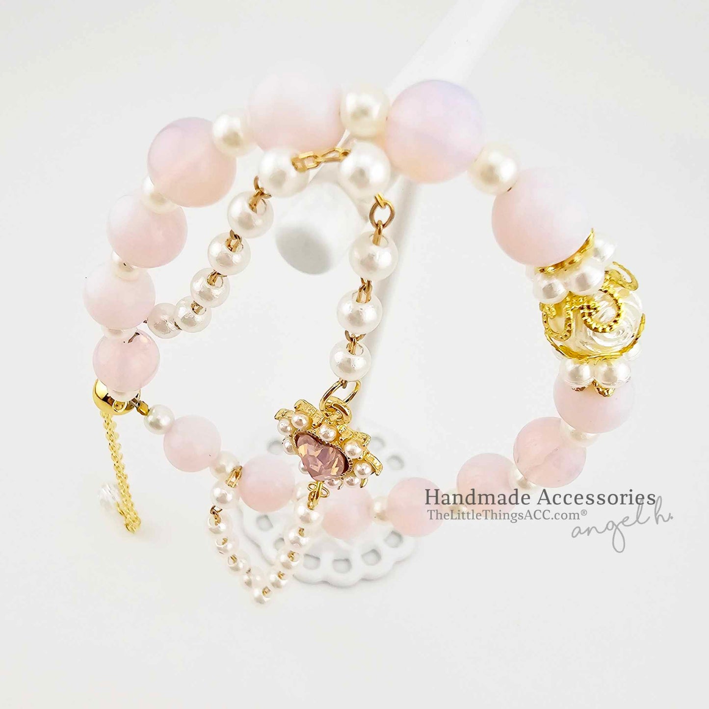 Romantic Natural Pink Opal Double Bracelet