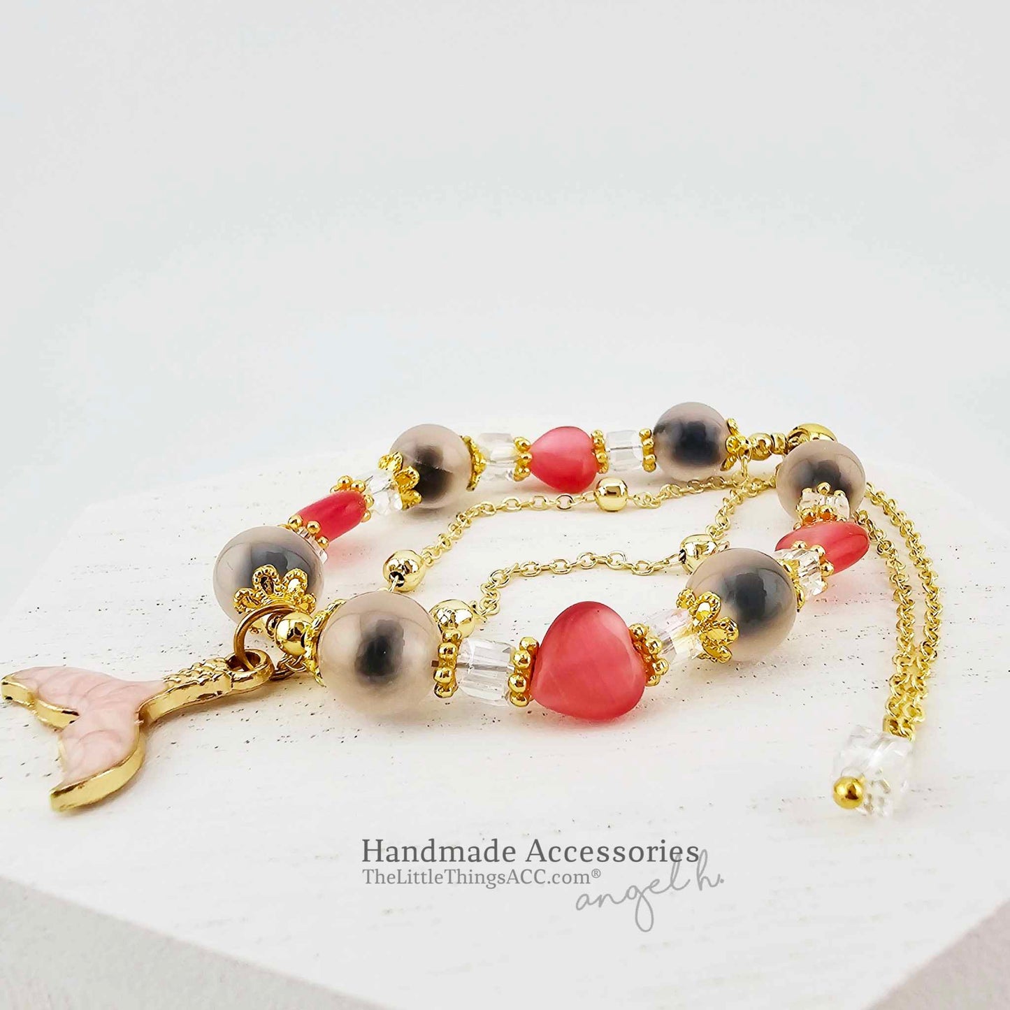 Candy Agate & Sweet Heart Opal Mermaid Tail Bracelet