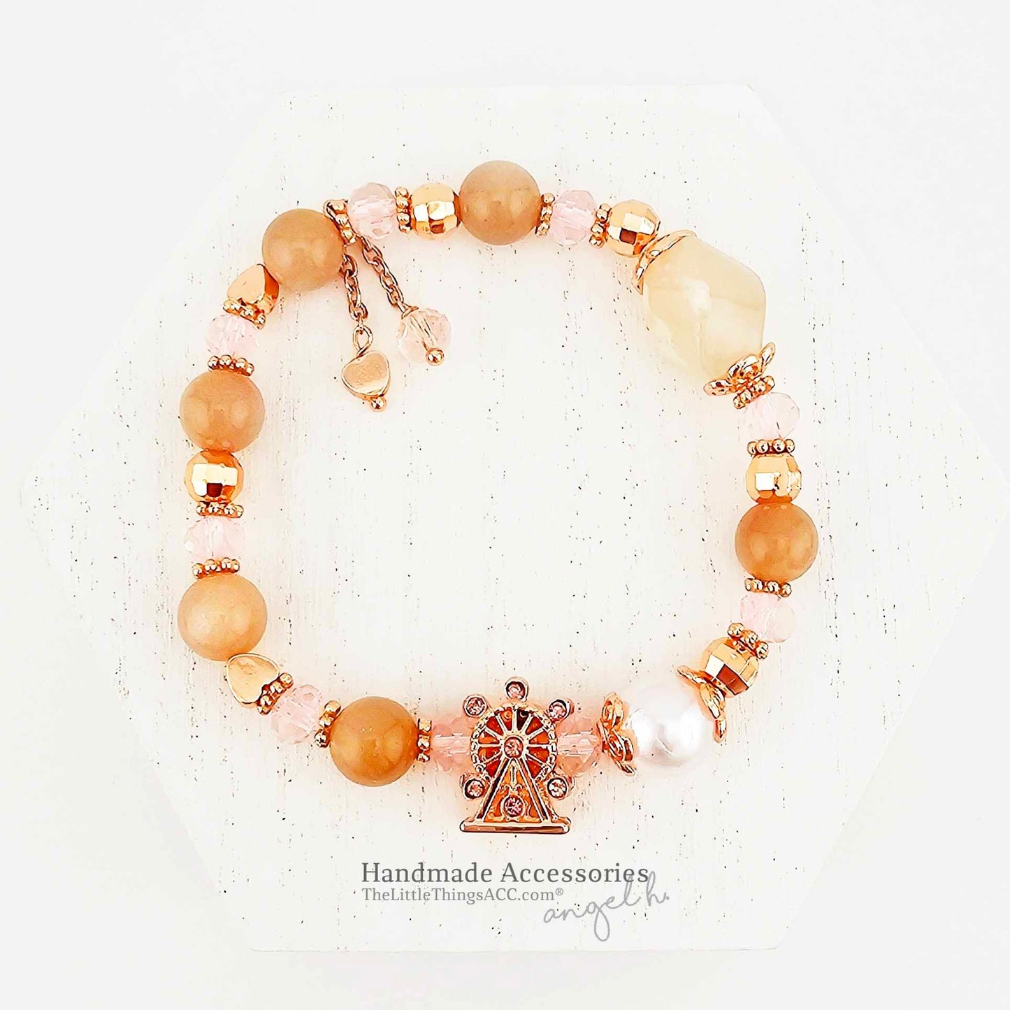 Golden Sunstone and Agate Ferris Wheel Breacelet