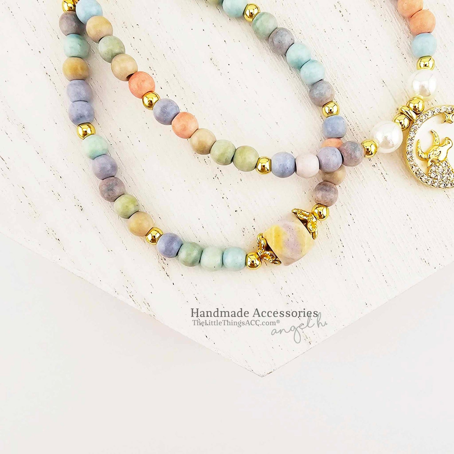 Natural Rainbow Stone Taurus Double Bracelet