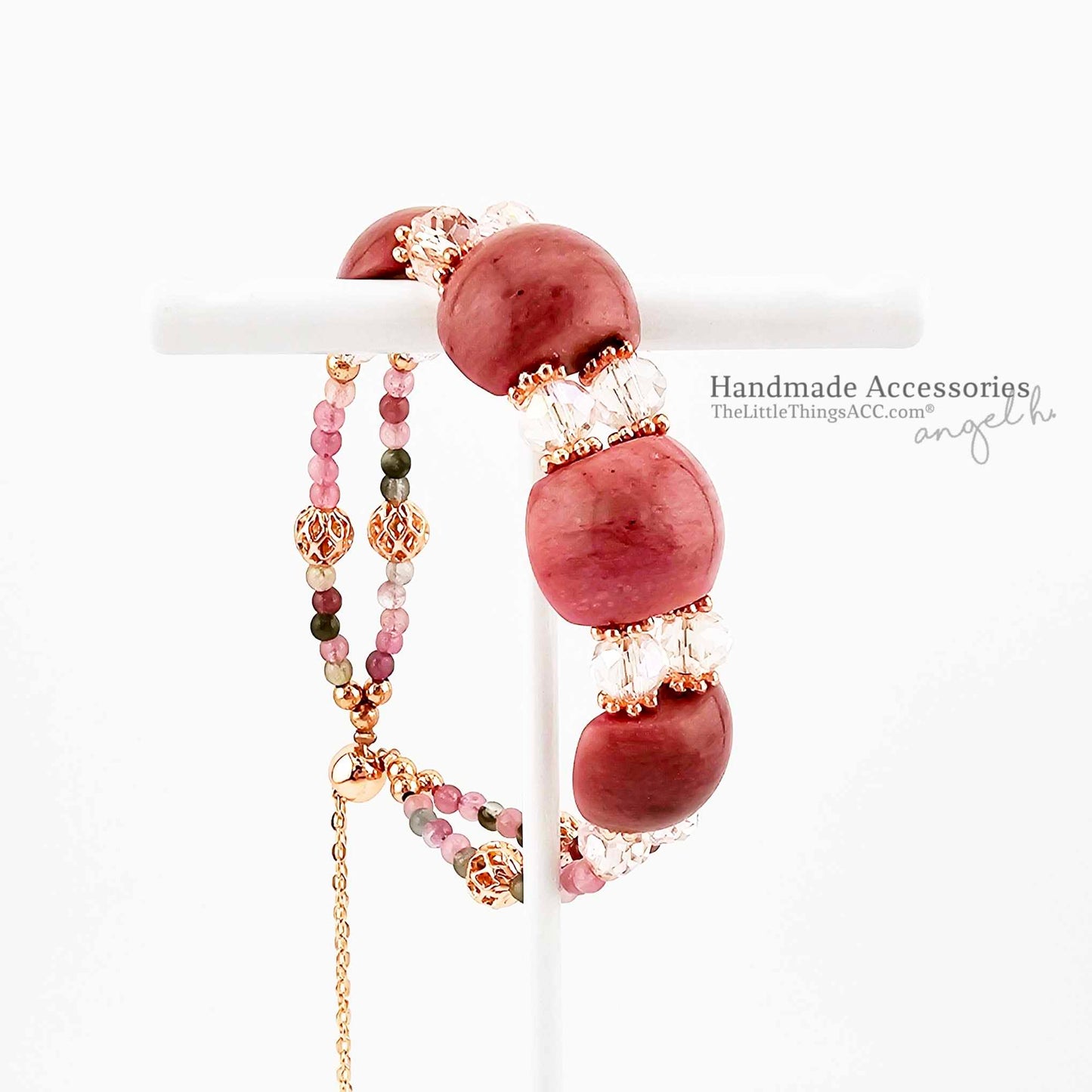 Rose Stone- Bravery Rhodonite & Tourmaline Bracelet