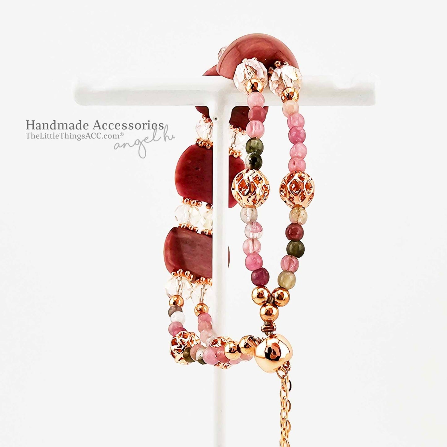 Rose Stone- Bravery Rhodonite & Tourmaline Bracelet