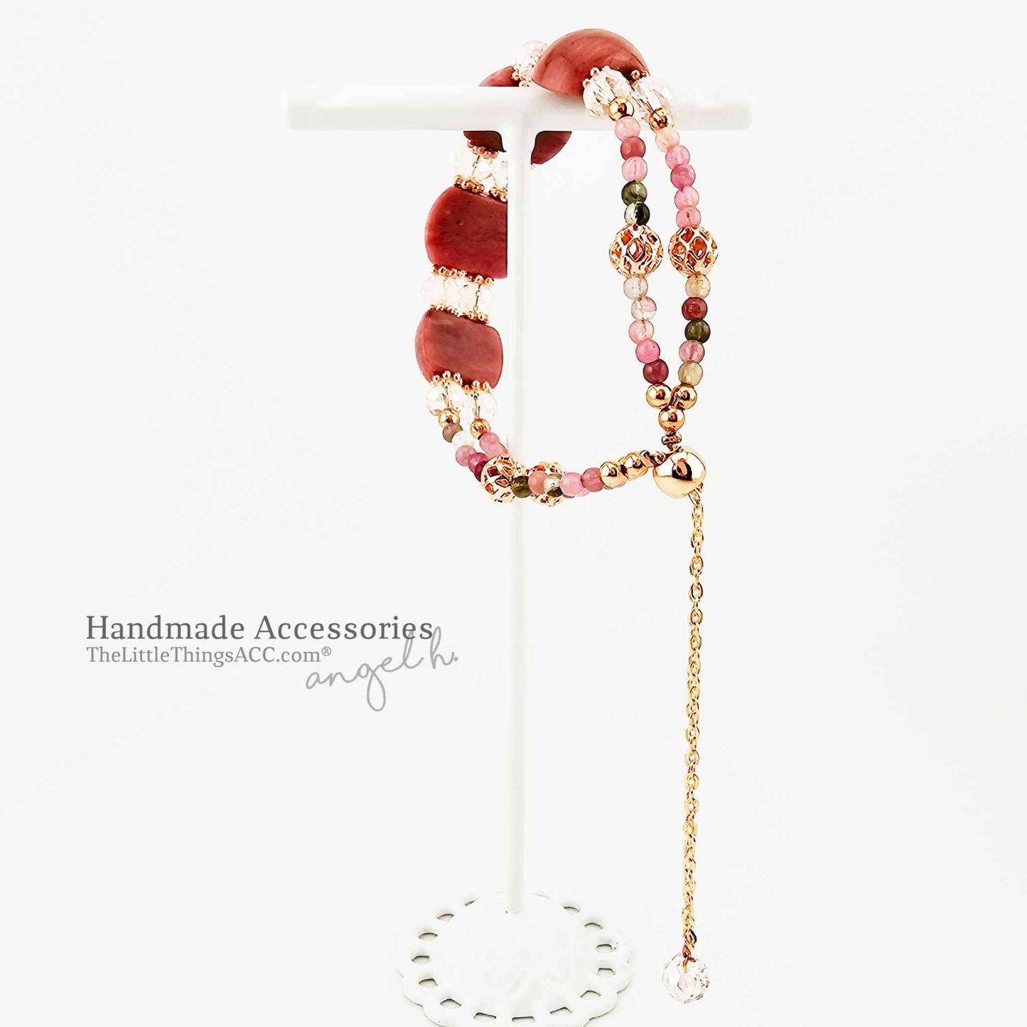 Rose Stone- Bravery Rhodonite & Tourmaline Bracelet