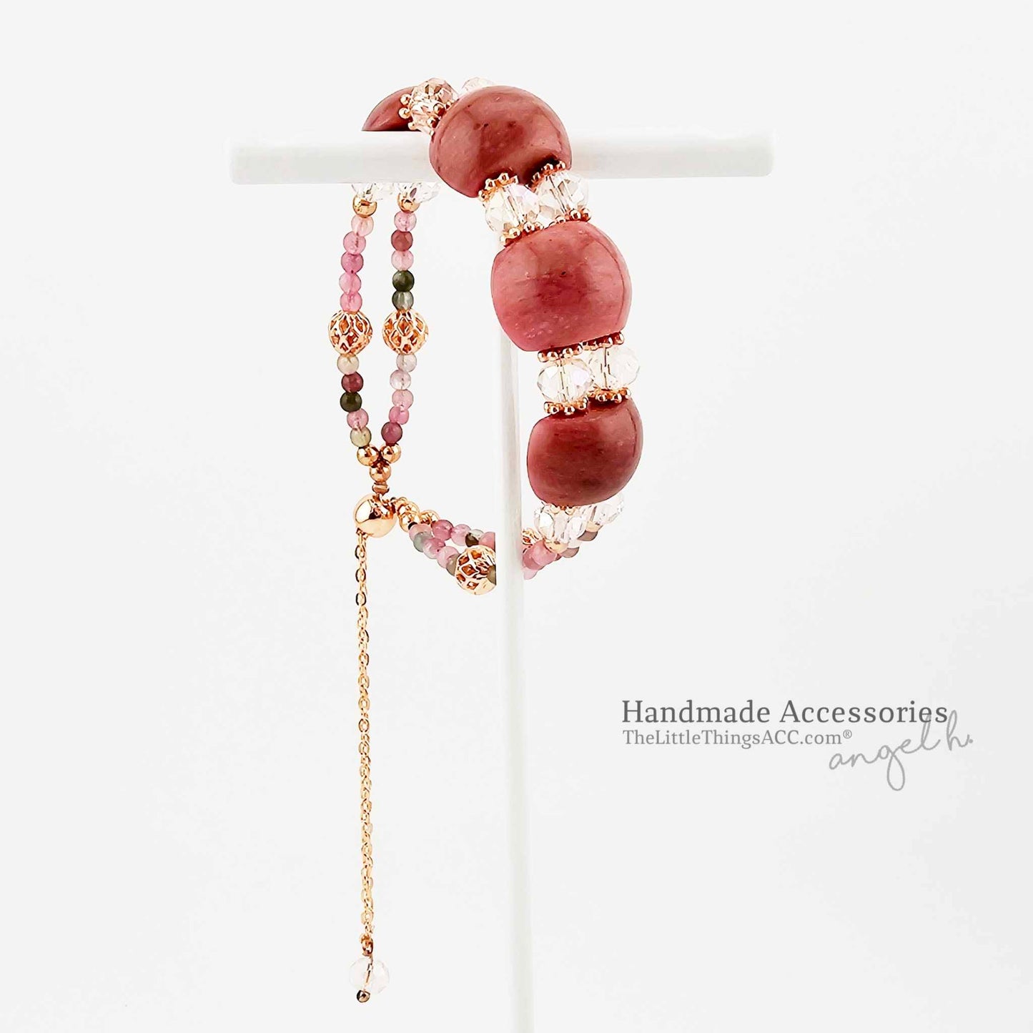 Rose Stone- Bravery Rhodonite & Tourmaline Bracelet