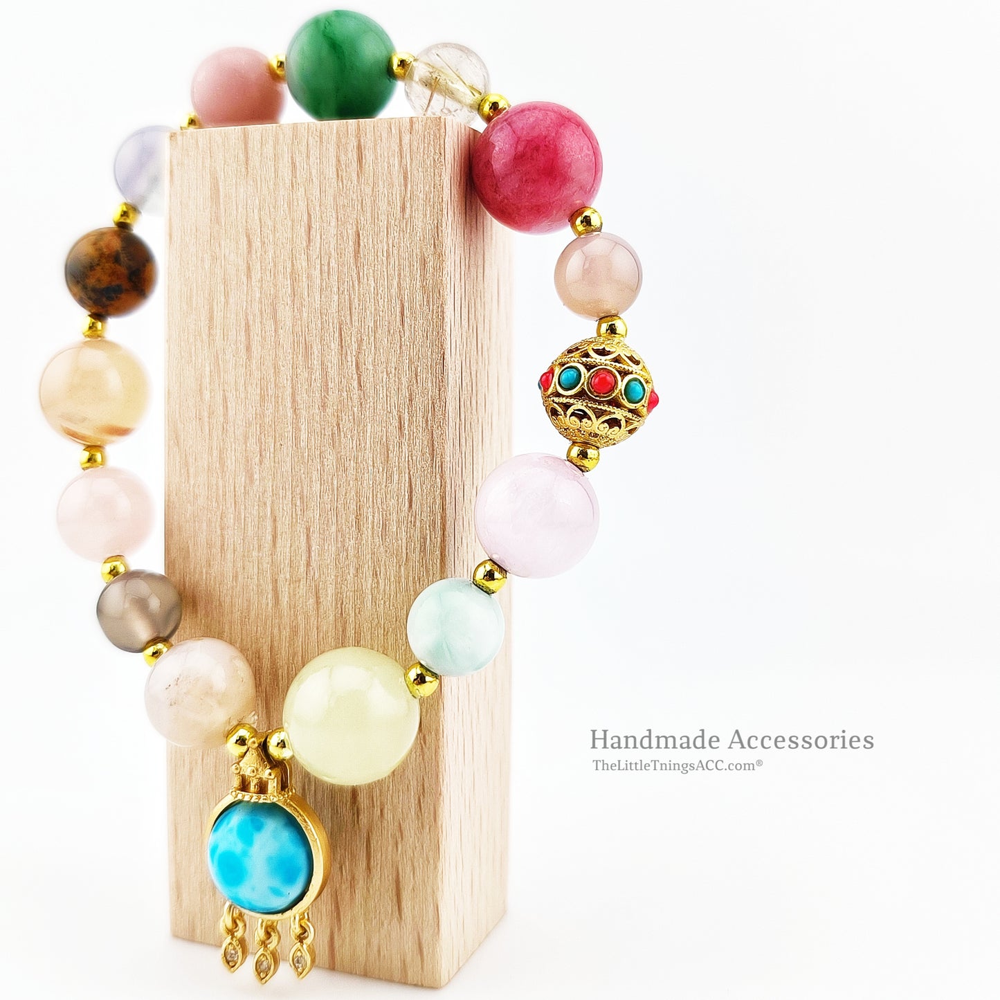 Multi Natural Gems Turkish Style Pendant Bracelet