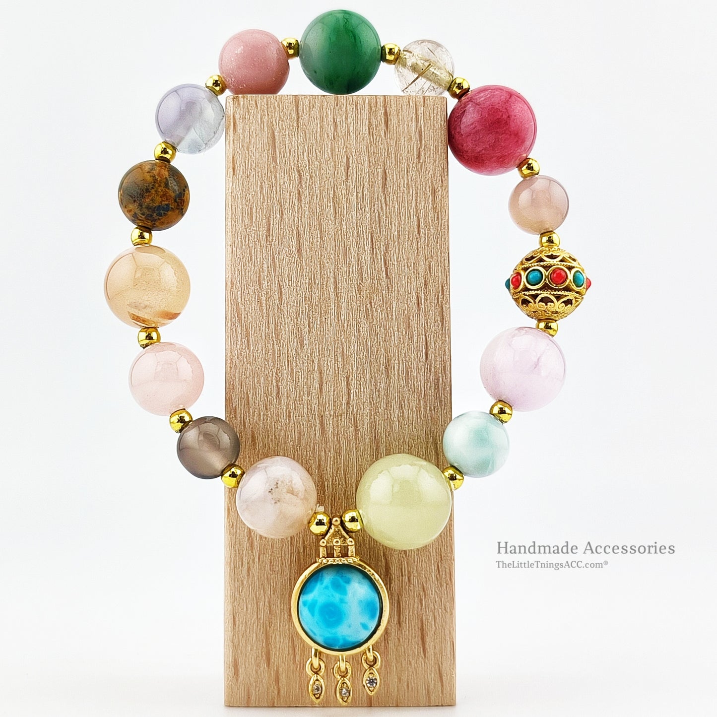 Multi Natural Gems Turkish Style Pendant Bracelet