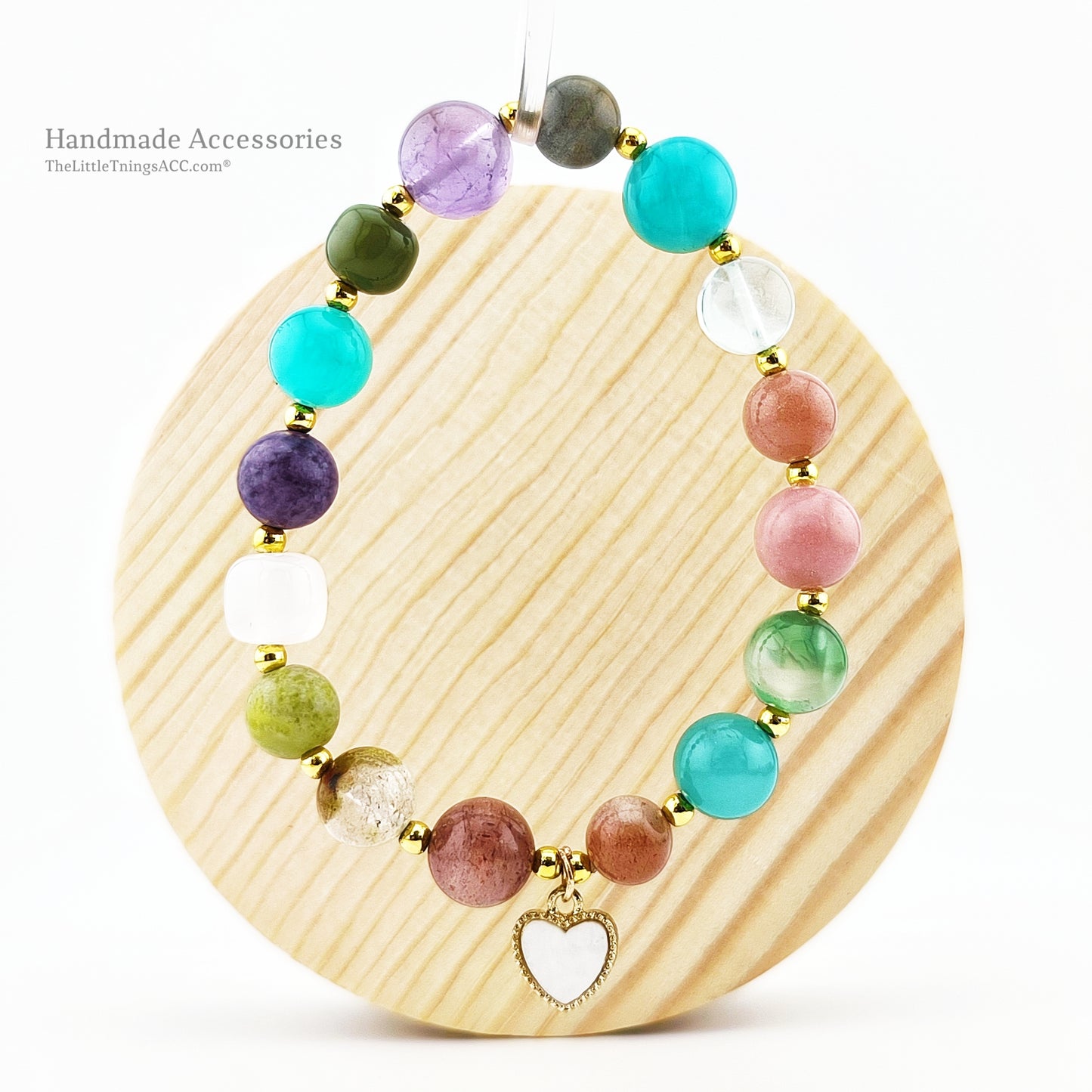 Multi- Natural Gems Sweet Heart Shape Shell Pendant