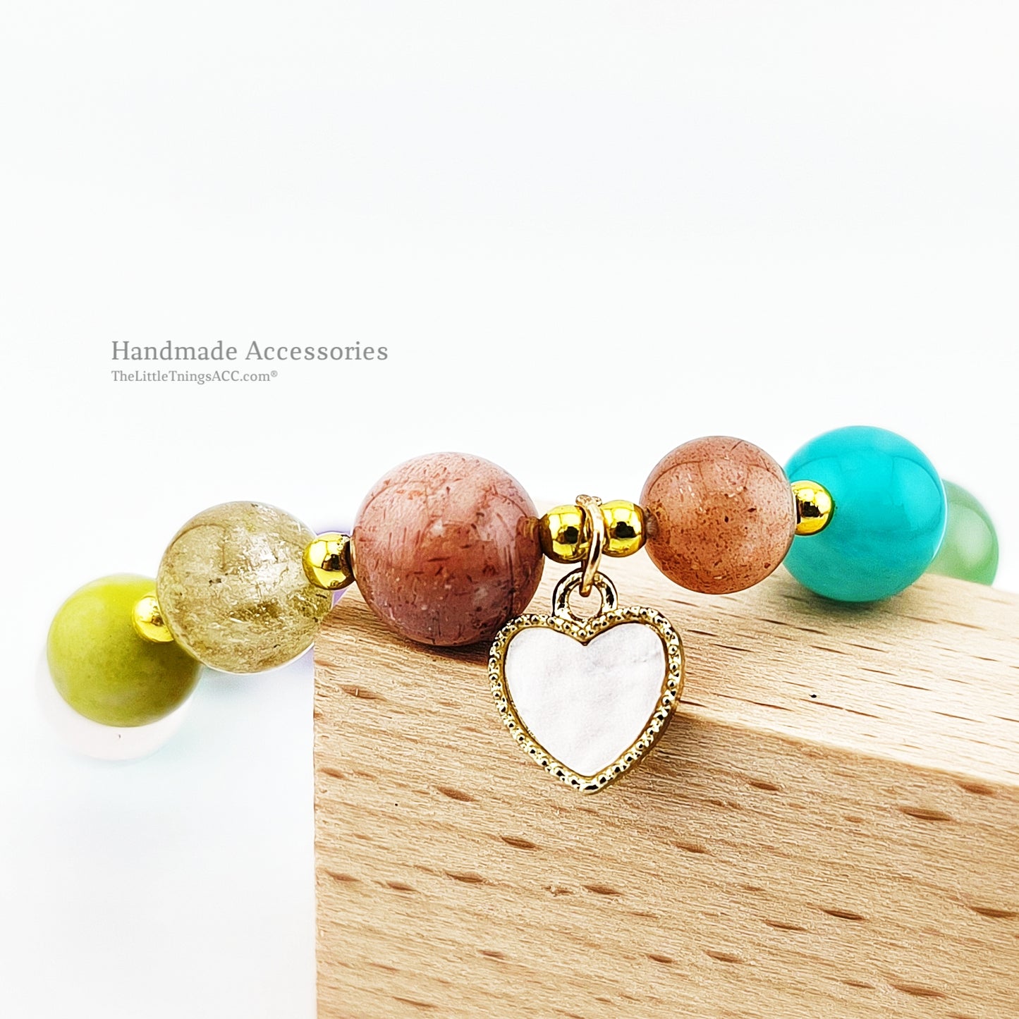 Multi- Natural Gems Sweet Heart Shape Shell Pendant