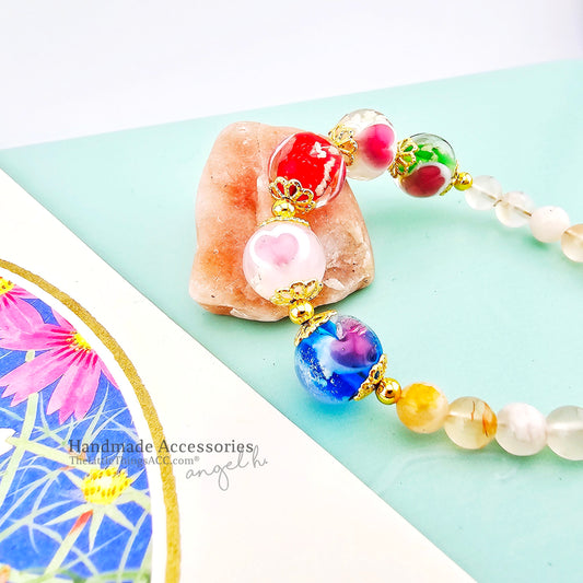 “Secret Spark” — Glow-in-the-Dark Bracelet with Cherry Blossom Agate