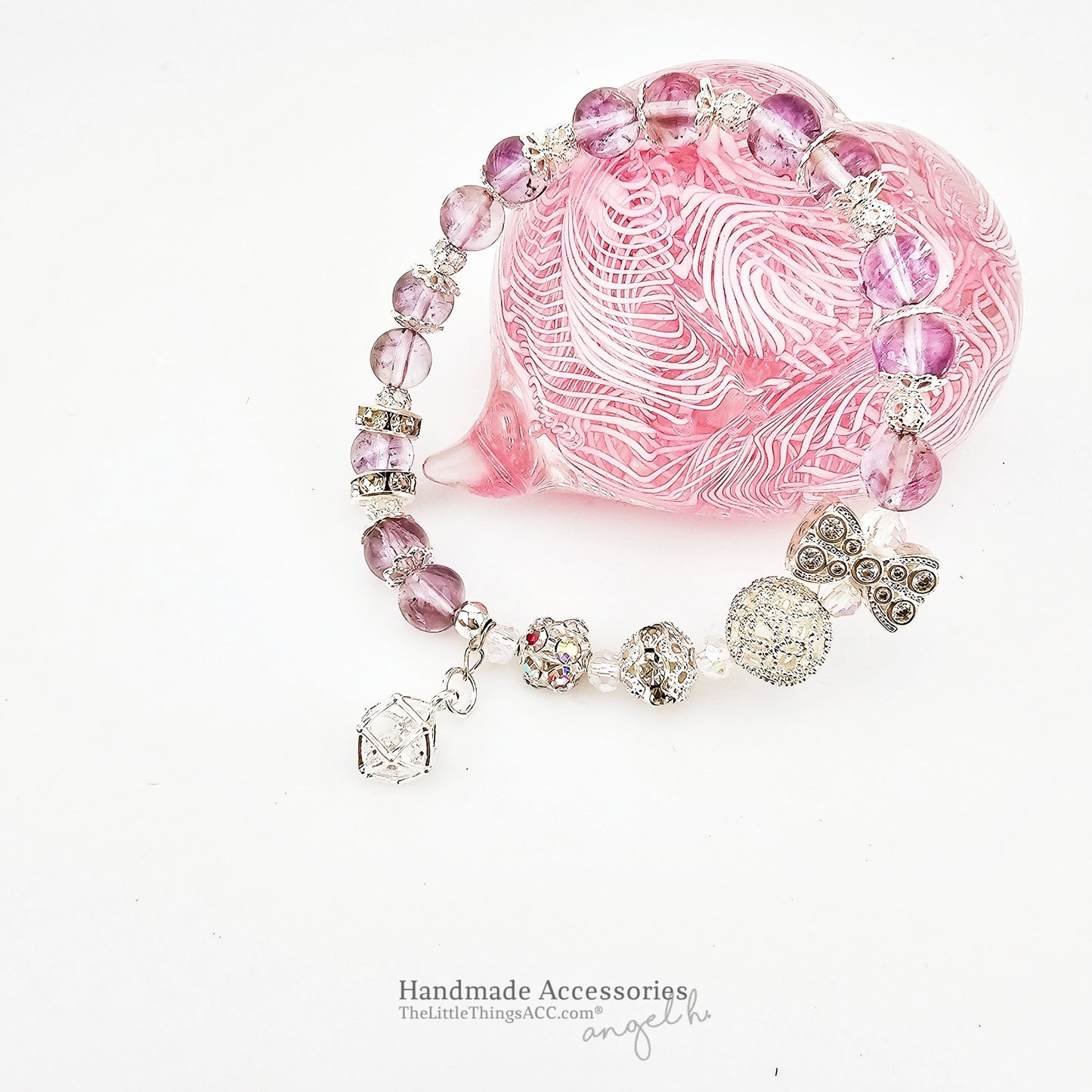 “Lavender Dreams” — Princess Bracelet with Lavender Amethyst & Cubic Zirconia Charms