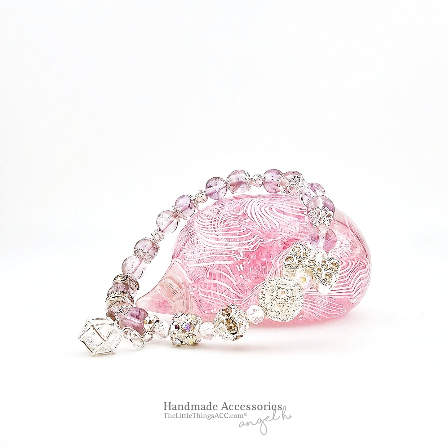 “Lavender Dreams” — Princess Bracelet with Lavender Amethyst & Cubic Zirconia Charms