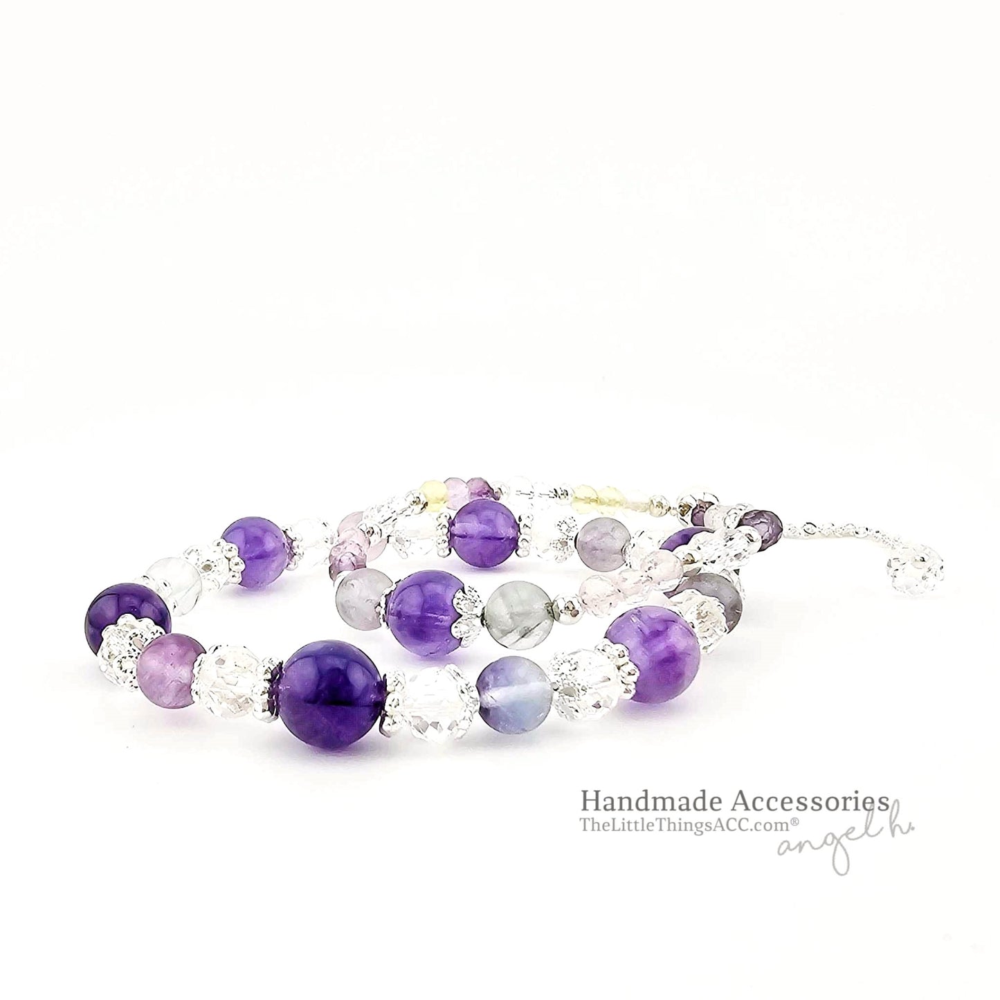 Nature Amethyst & Fluorite 2-piece set Bracelet