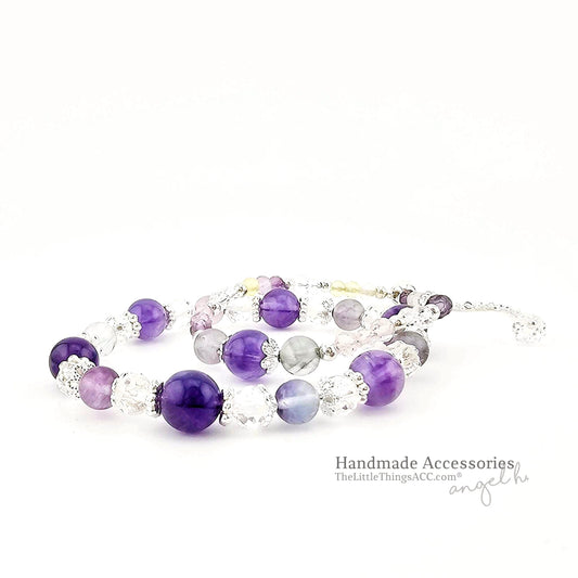 Nature Amethyst & Fluorite 2-piece set Bracelet