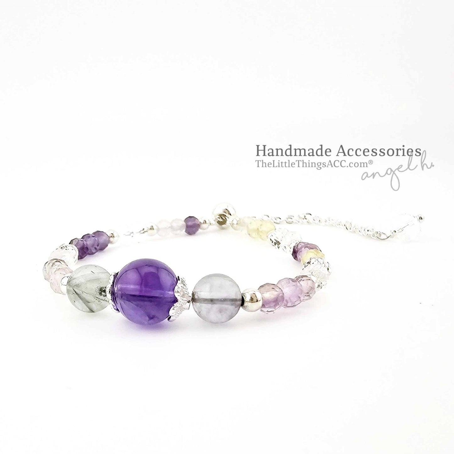 Nature Amethyst & Fluorite 2-piece set Bracelet