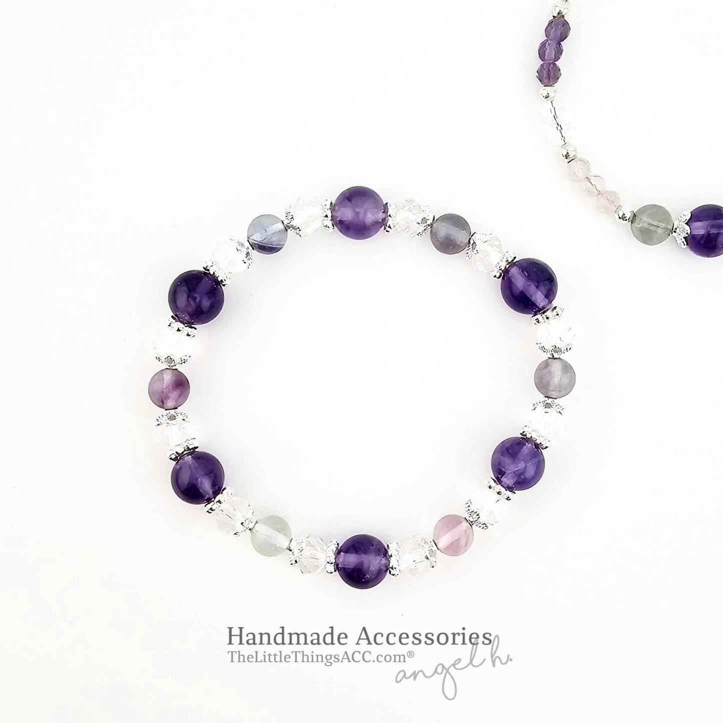 Nature Amethyst & Fluorite 2-piece set Bracelet