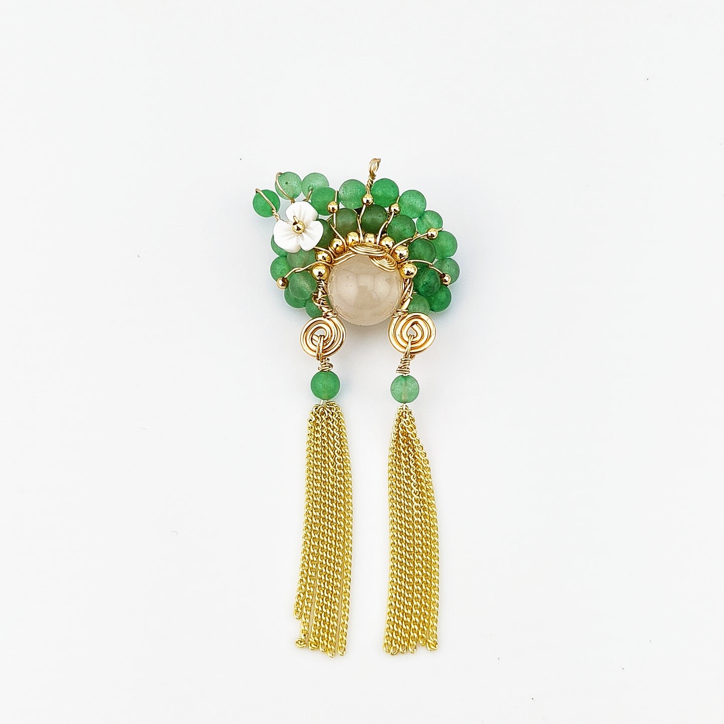 Hand Woven Green Agate and Golden Jade Dual Purpose Accessory