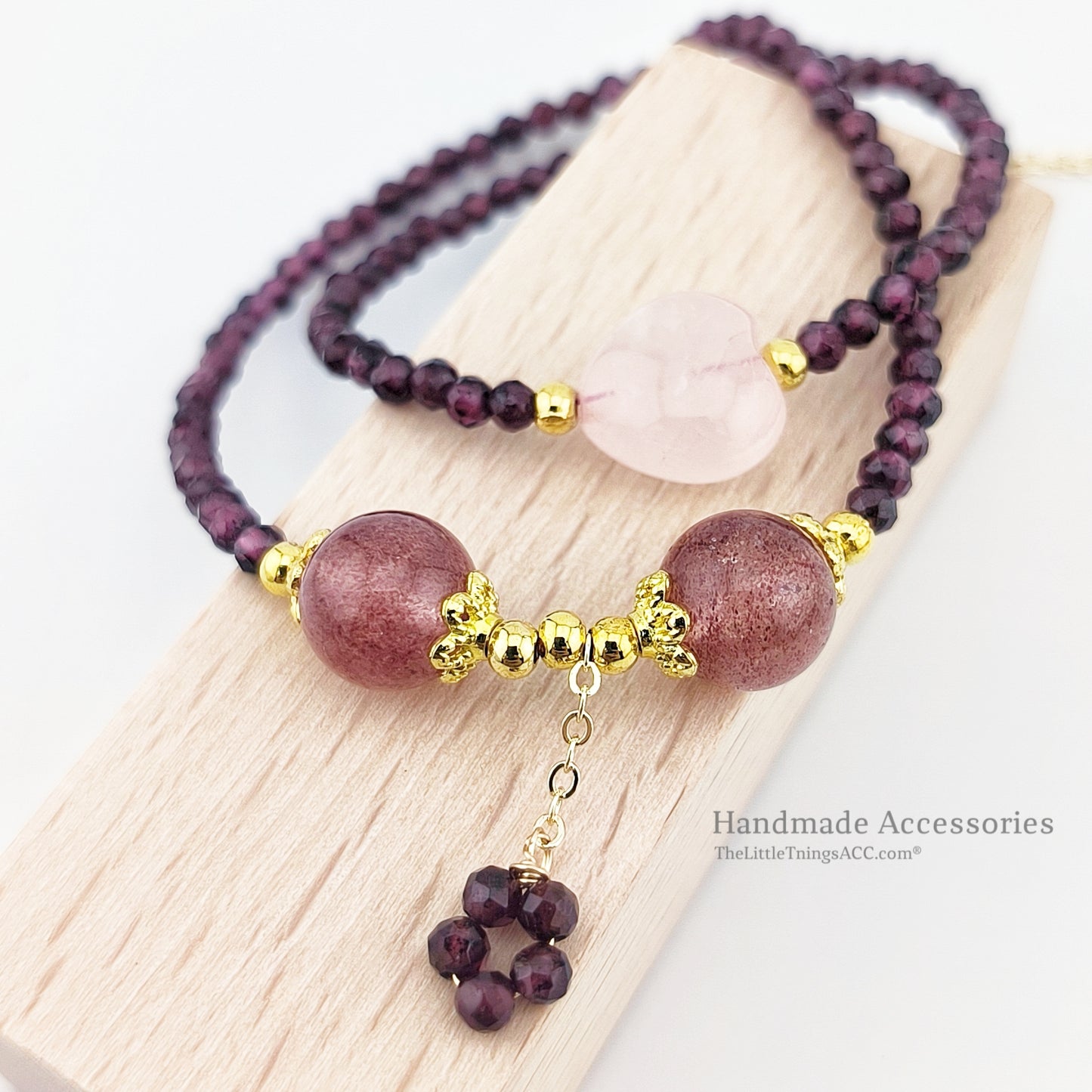 Facet Garnet, Rose and Strawberry Quartz Fine Jewelry Set