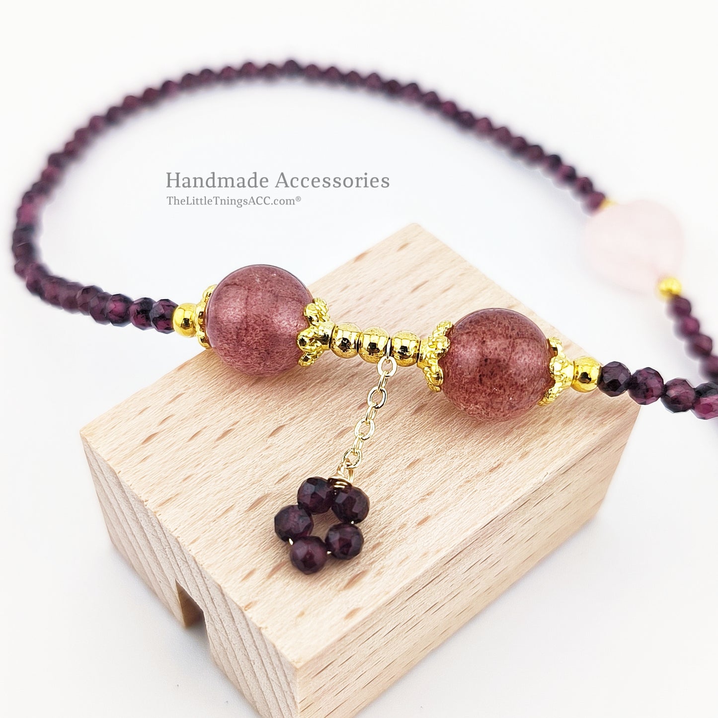 Facet Garnet, Rose and Strawberry Quartz Fine Jewelry Set