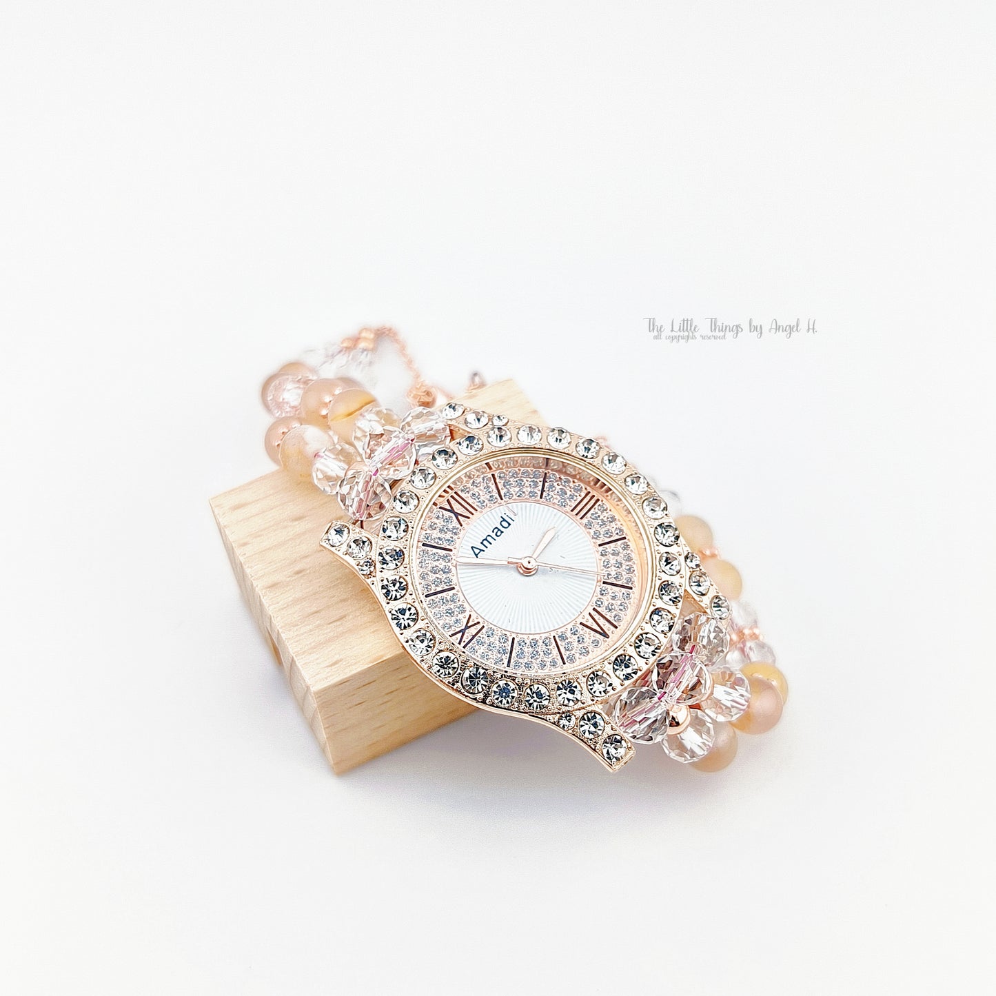 Nature Cherry Blossom Double Braided Agate Zircon Dial Watch